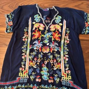 Johnny was embroidered blouse, xs blue